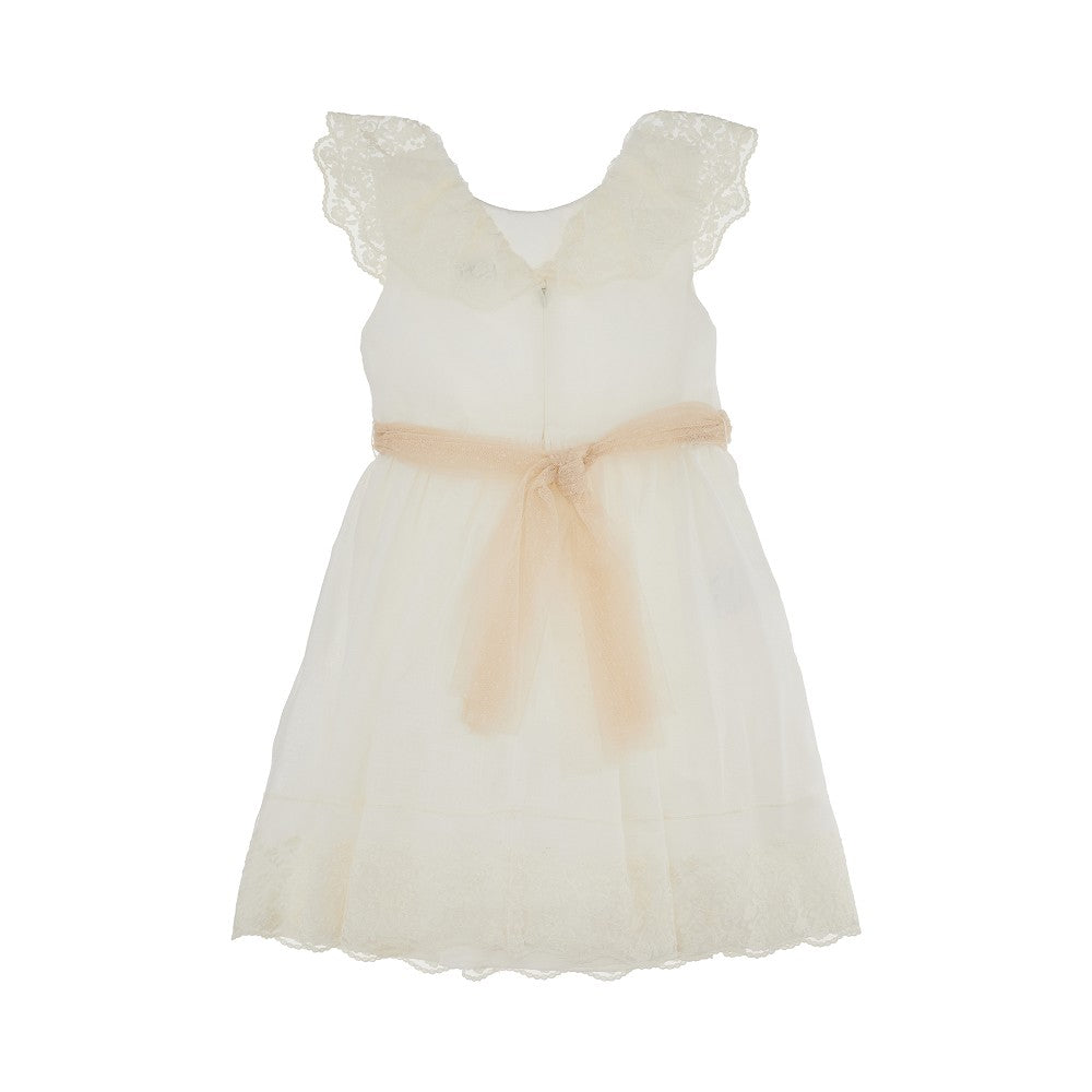 Cotton-blend mini dress with lace details