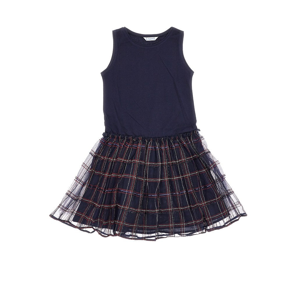 Check mini dress with sweater