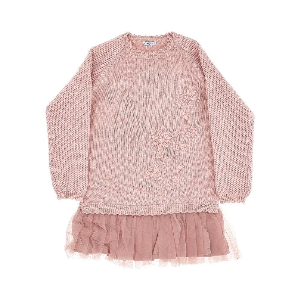 Abitino in maglia con balza in tulle