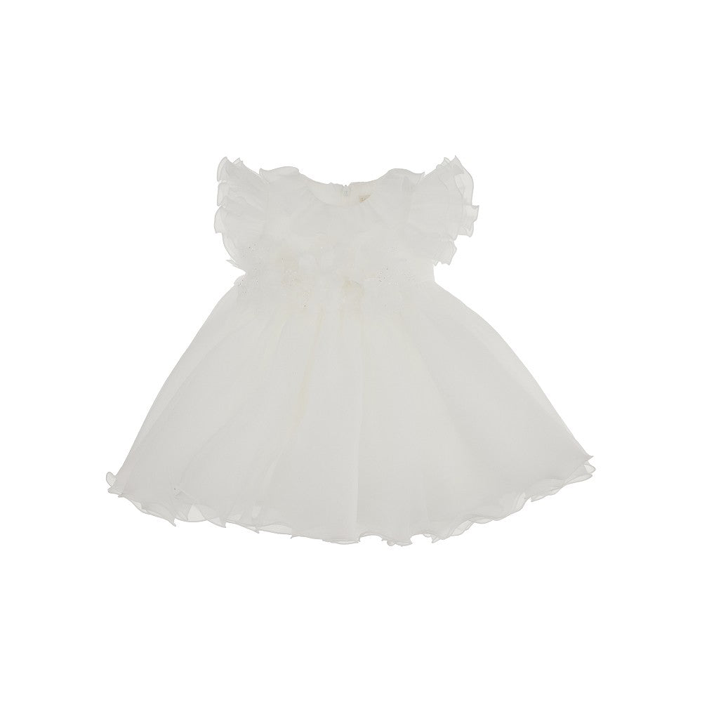 Mini abito in tulle con applicazioni floreali