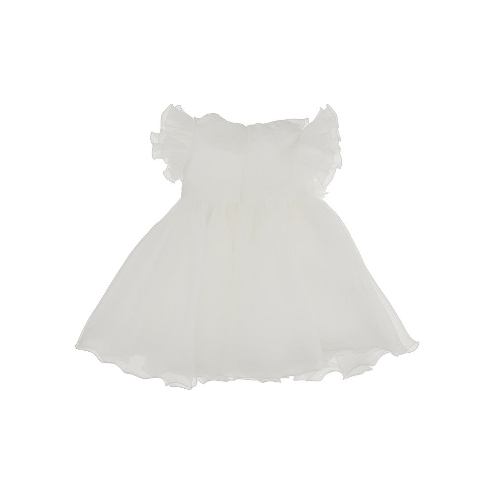 Mini abito in tulle con applicazioni floreali
