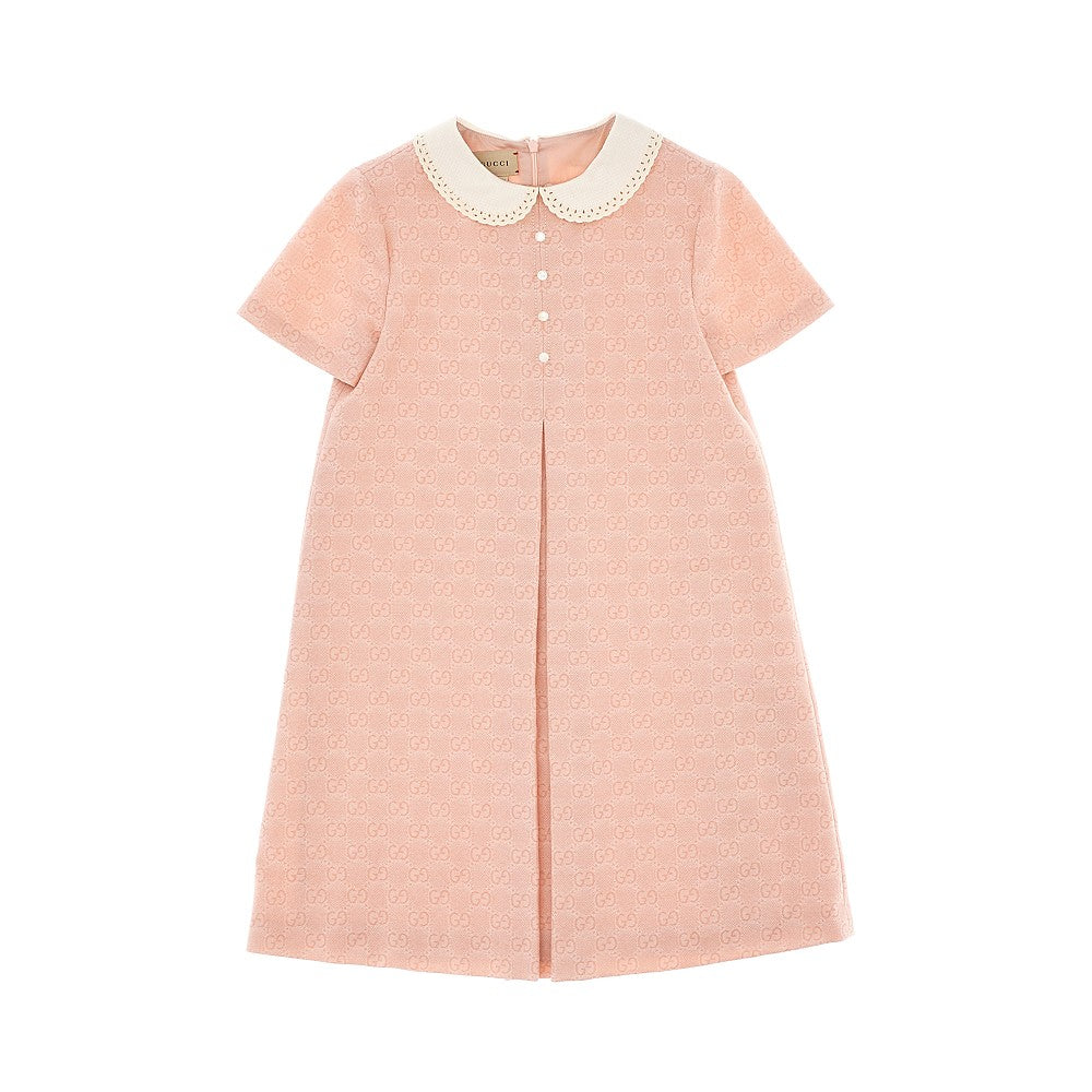 GG jacquard wool mini dress with collar