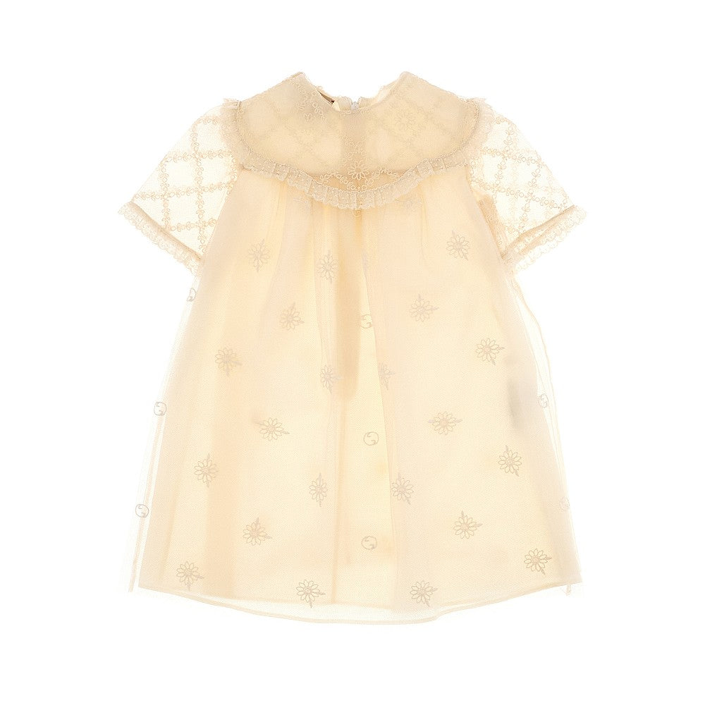 Embroidered tulle mini dress