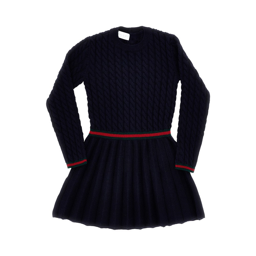 Wool mini dress with Web details