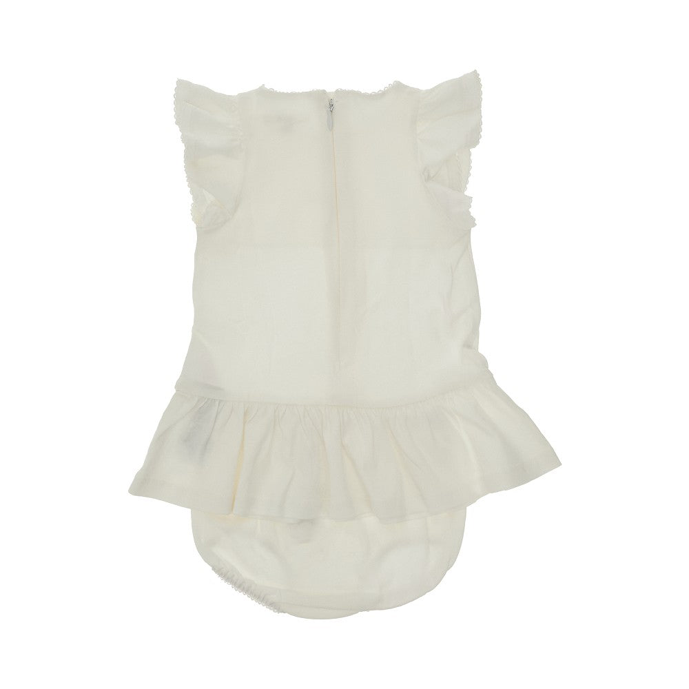 Short-sleeved mini dress with logo embroidery