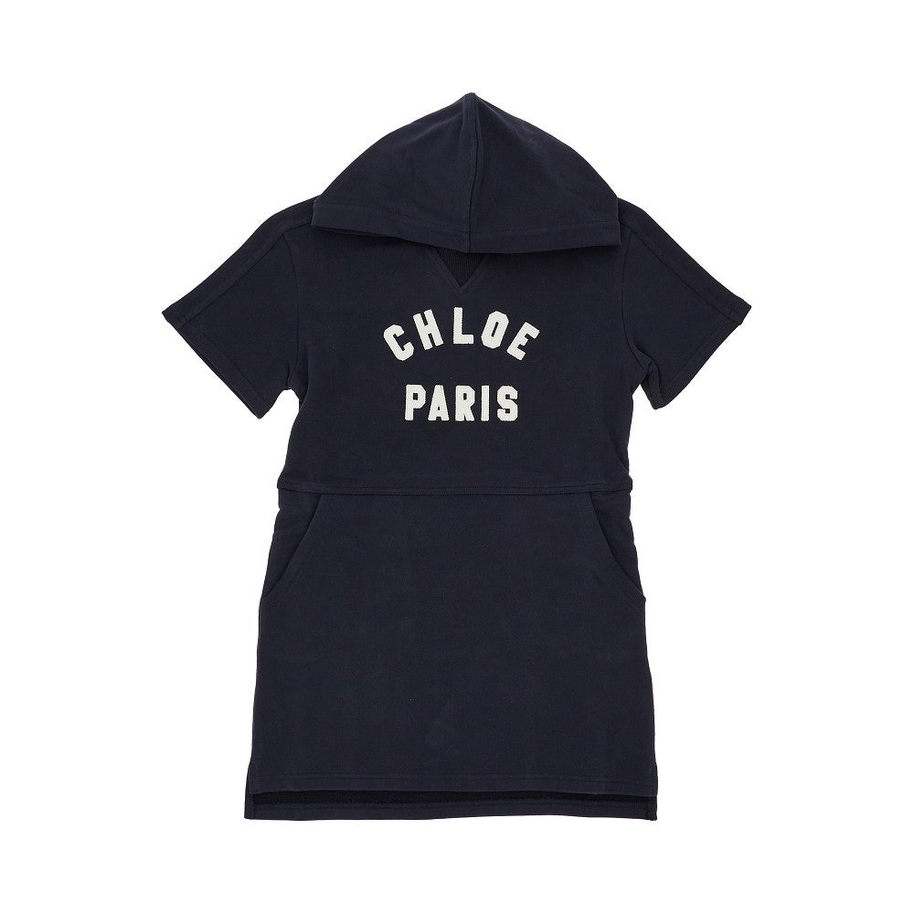 Short-sleeved dress with logo embroidery