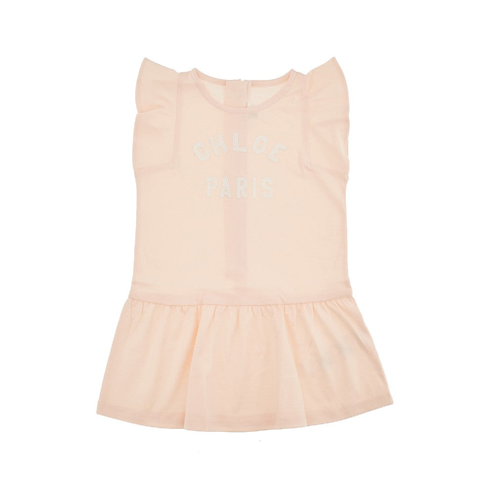 Short-sleeved mini dress with logo embroidery