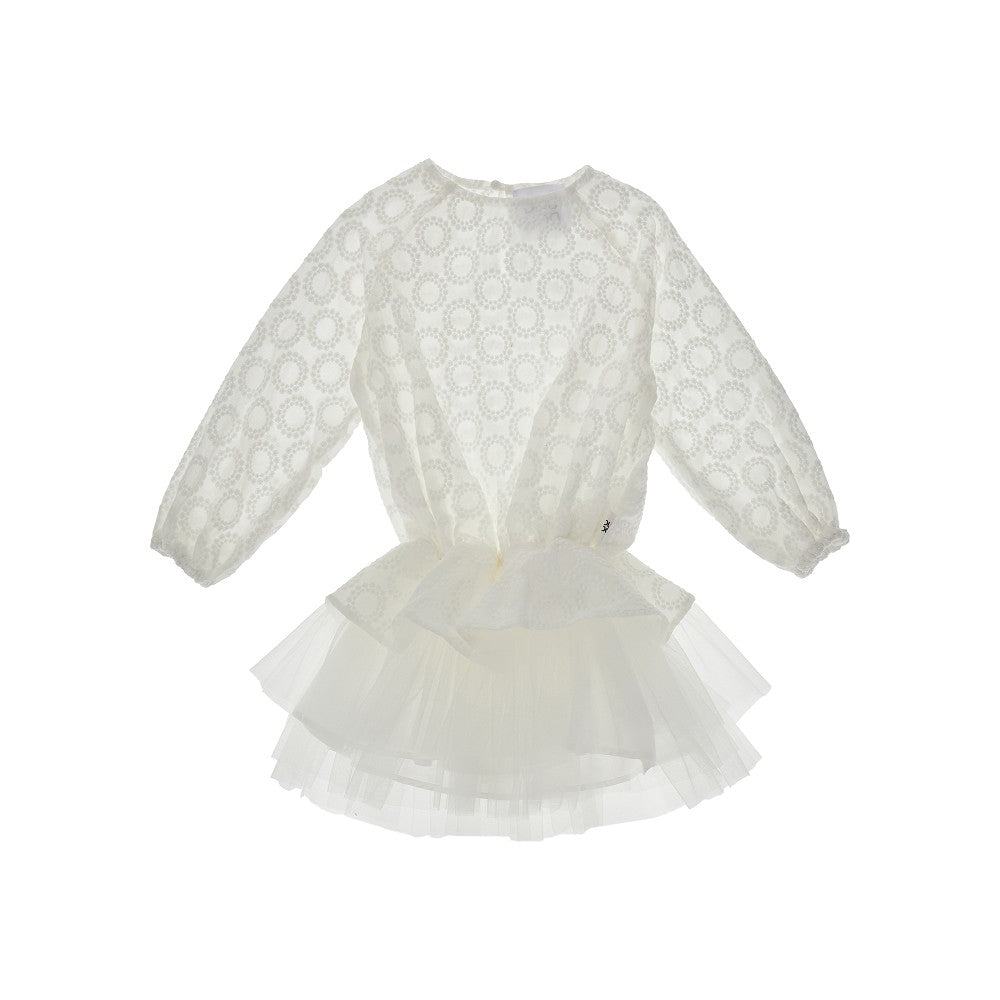 Abitino in cotone ricamato e tulle