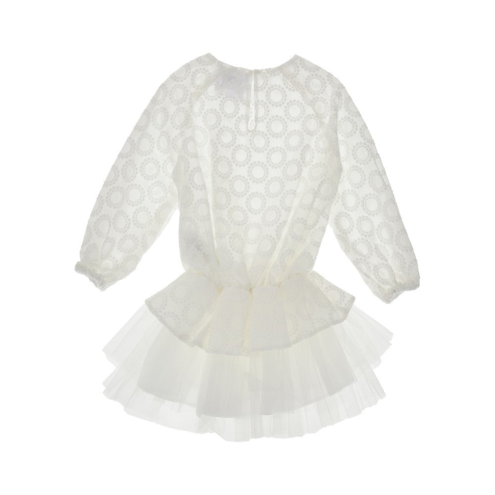 Abitino in cotone ricamato e tulle