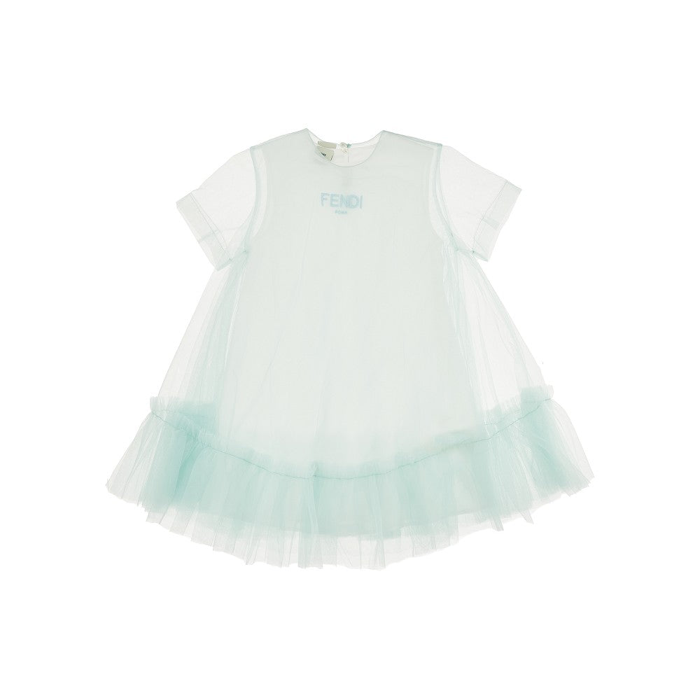 Abitino in tulle con logo ricamato