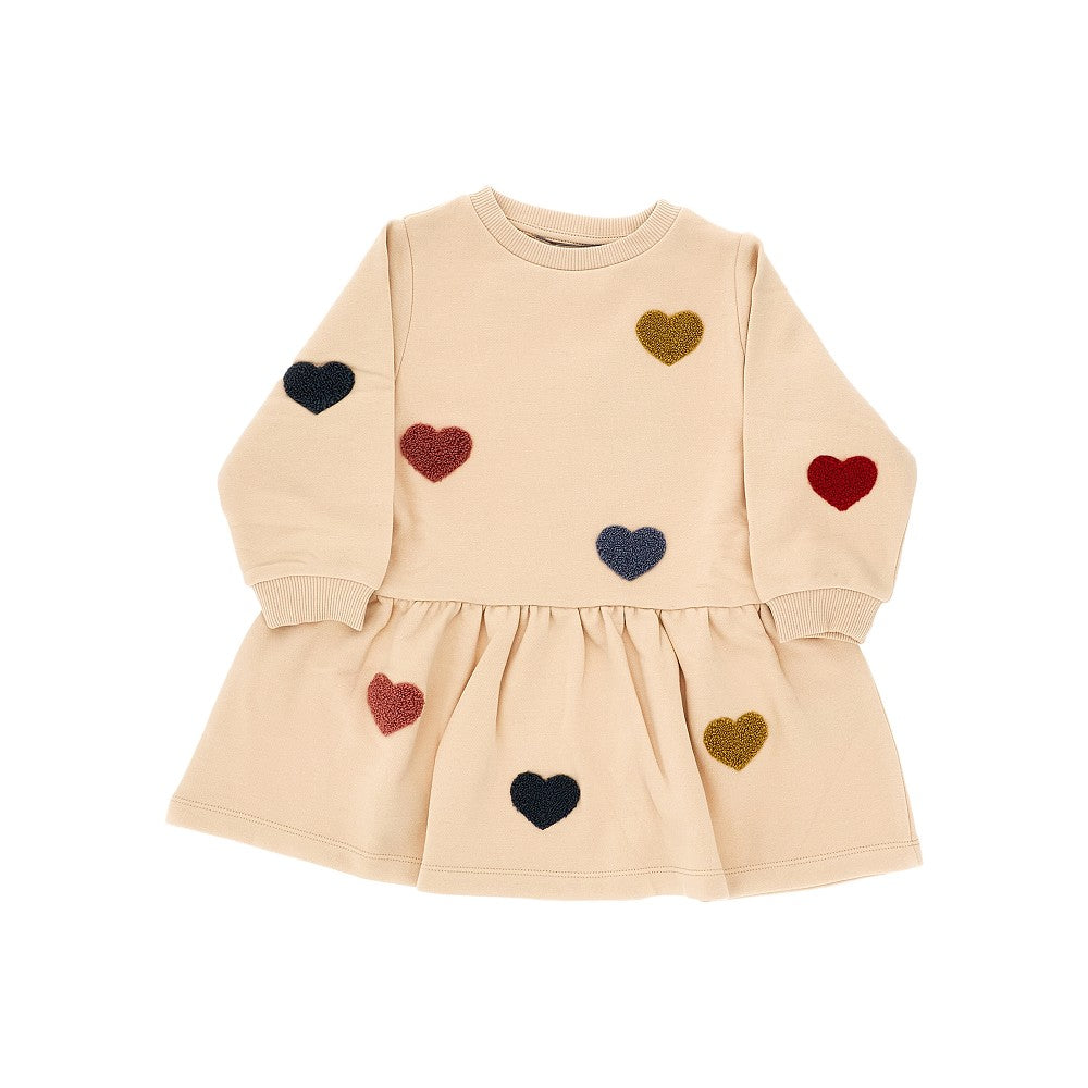 Mini abito in french terry con cuori