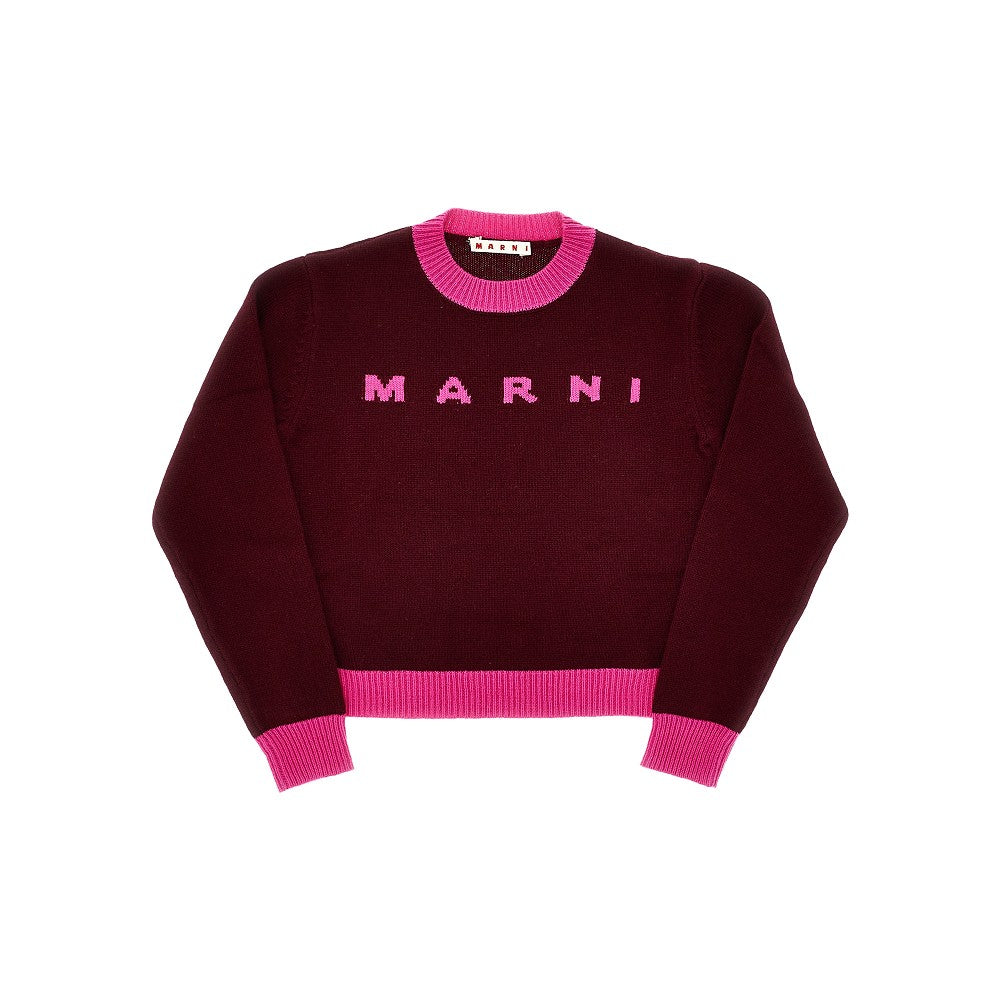 Mini abito in lana e cachemire con logo