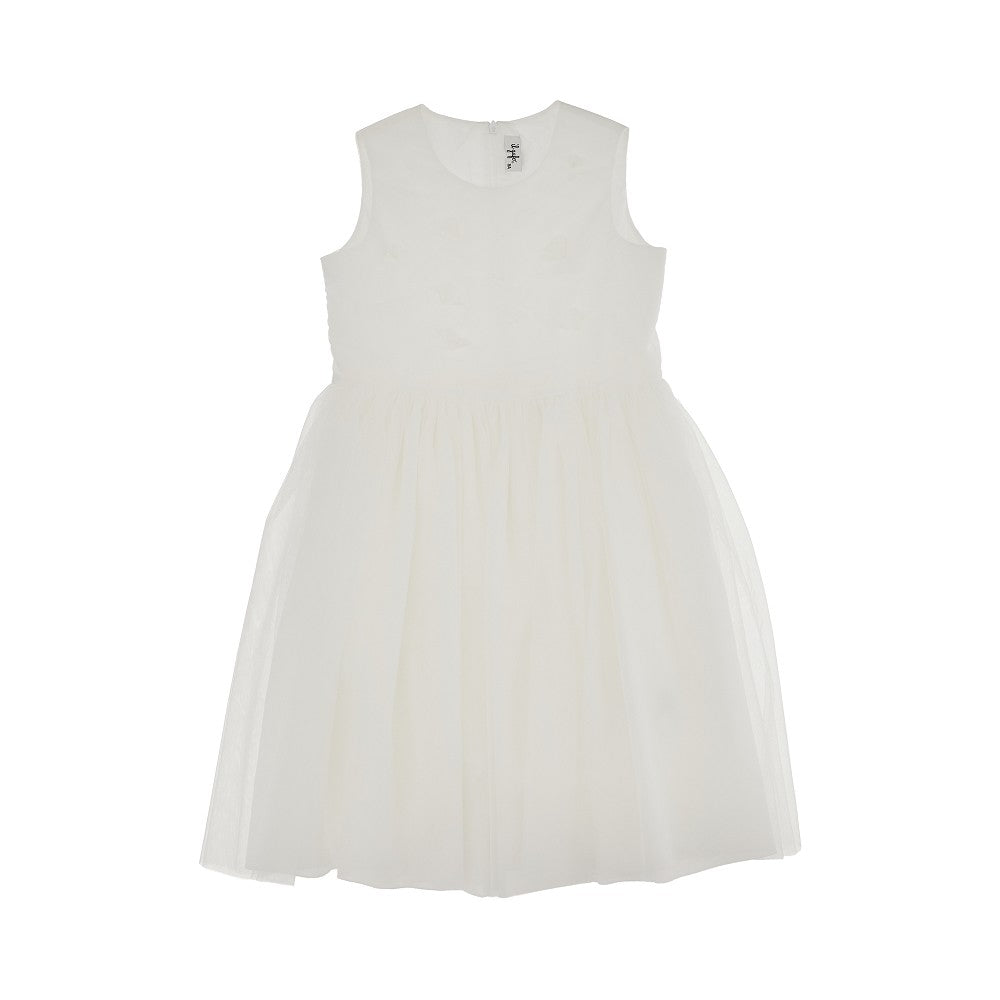 Abito in tulle con applicazioni floreali