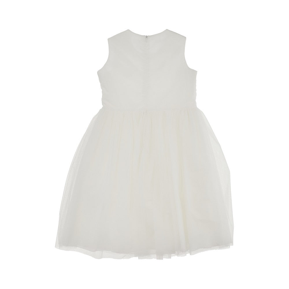 Abito in tulle con applicazioni floreali