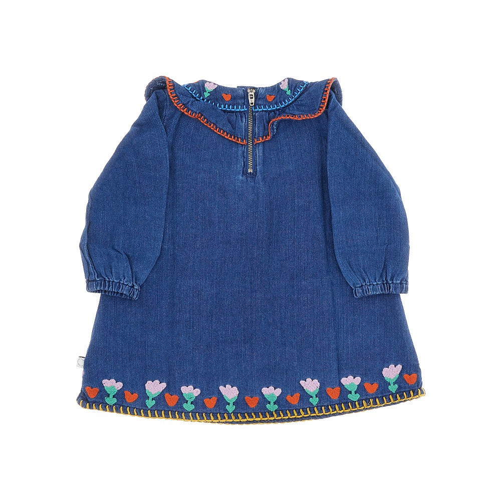 Mini abito in denim ricamato