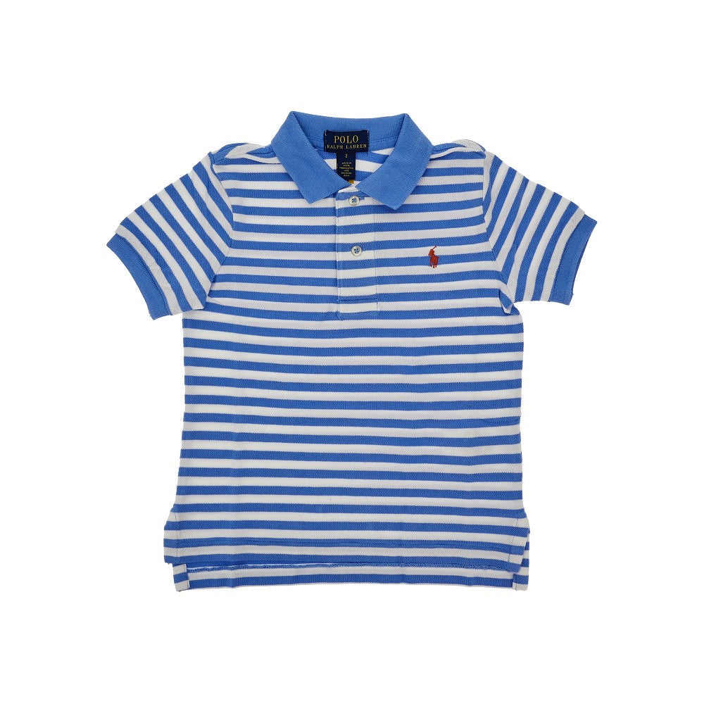 Polo in piquet a righe con logo ricamato