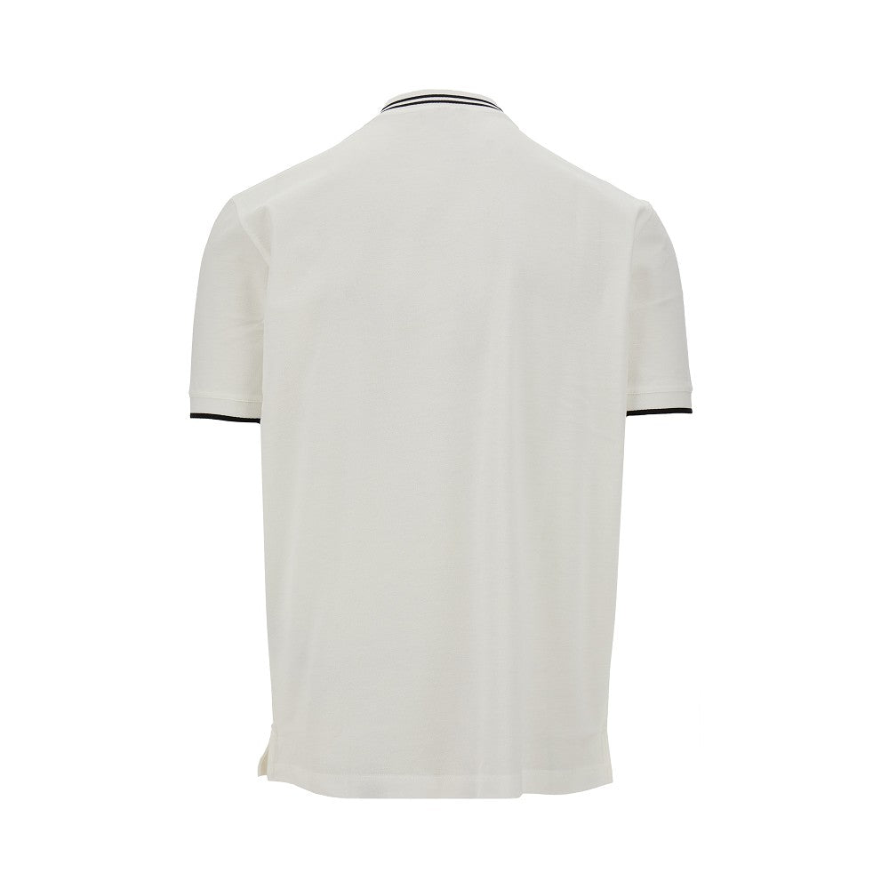 Piquet T-shirt with zippered neck