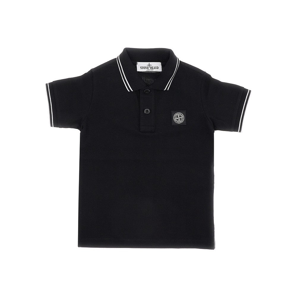 Polo in piquet stretch con patch logo