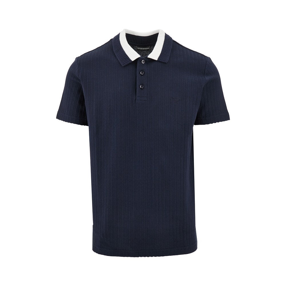 Knitted polo shirt with jacquard motif
