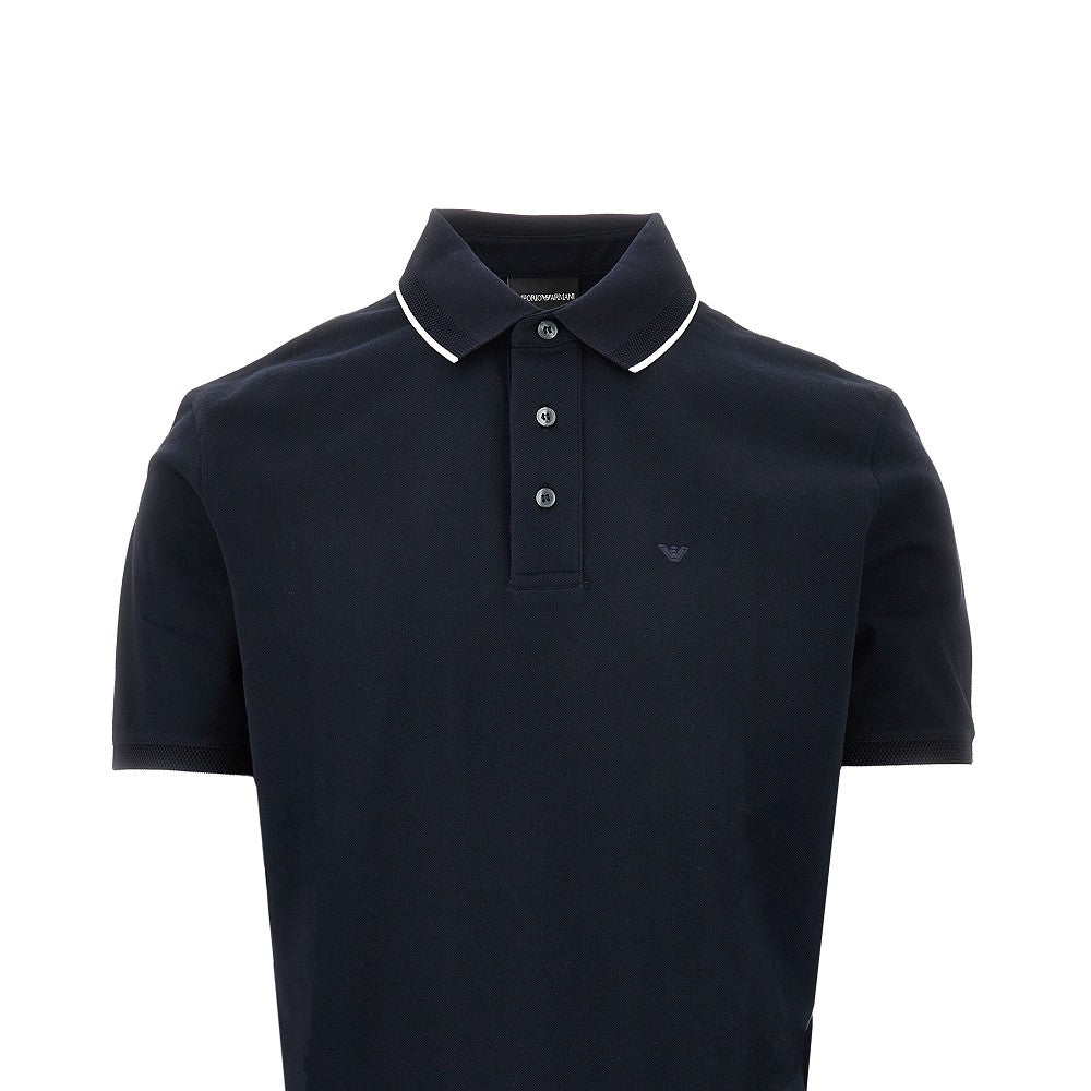 Eagle embroidery piquet polo shirt