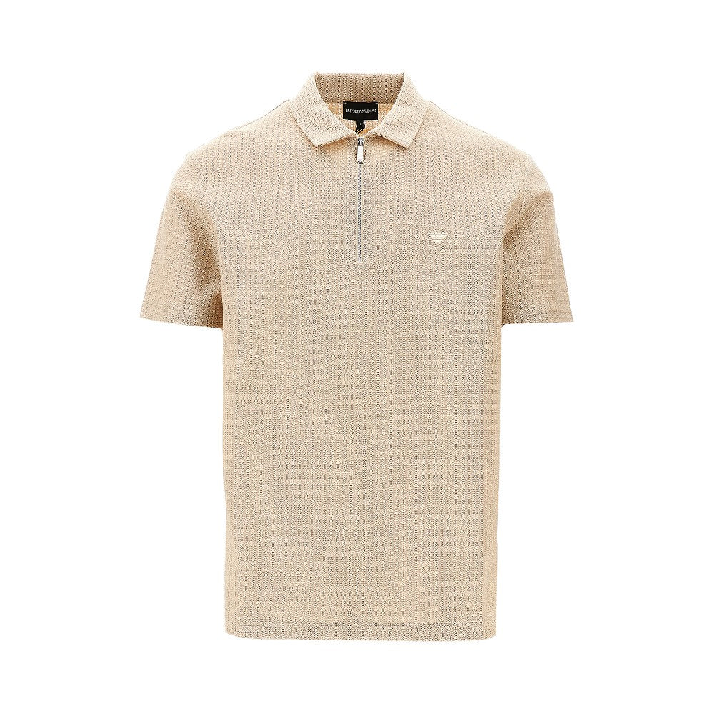 Melangè knitted polo shirt with zip
