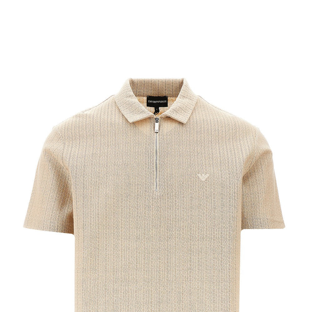 Melangè knitted polo shirt with zip