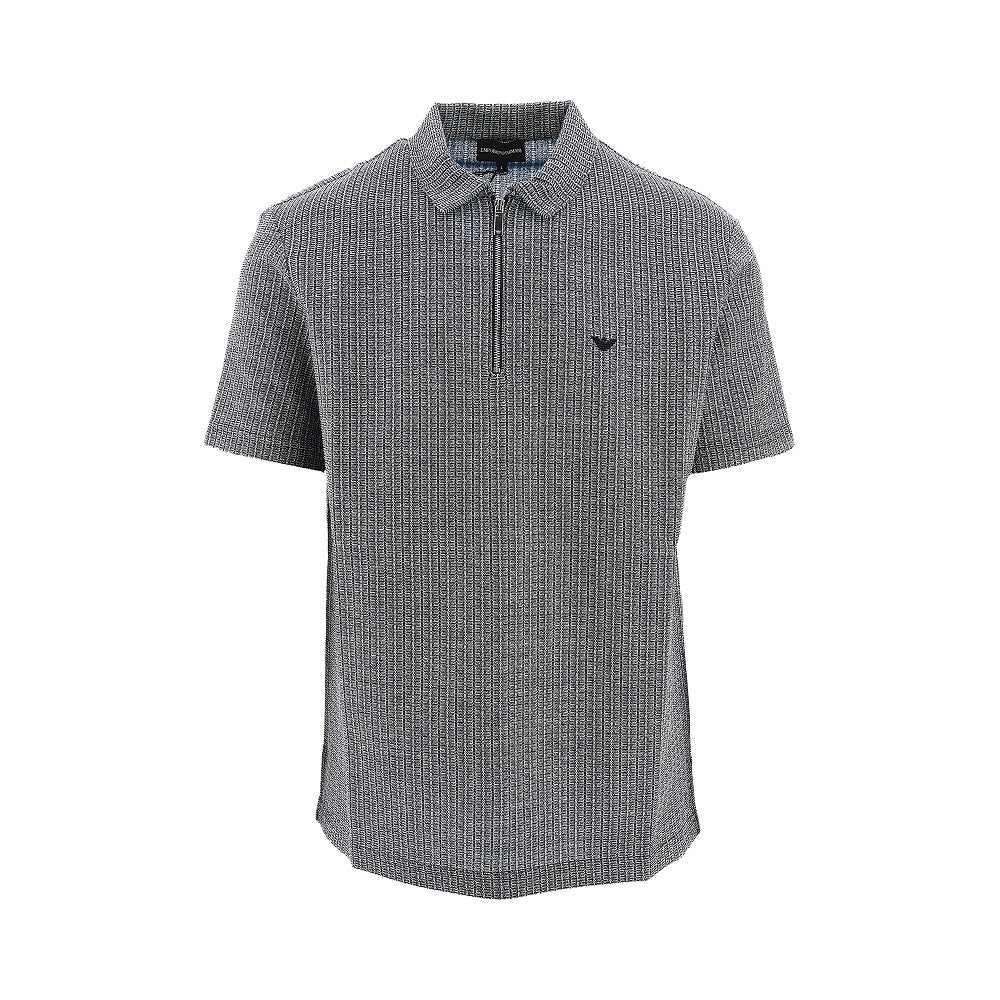 Polo in maglia melangè con zip