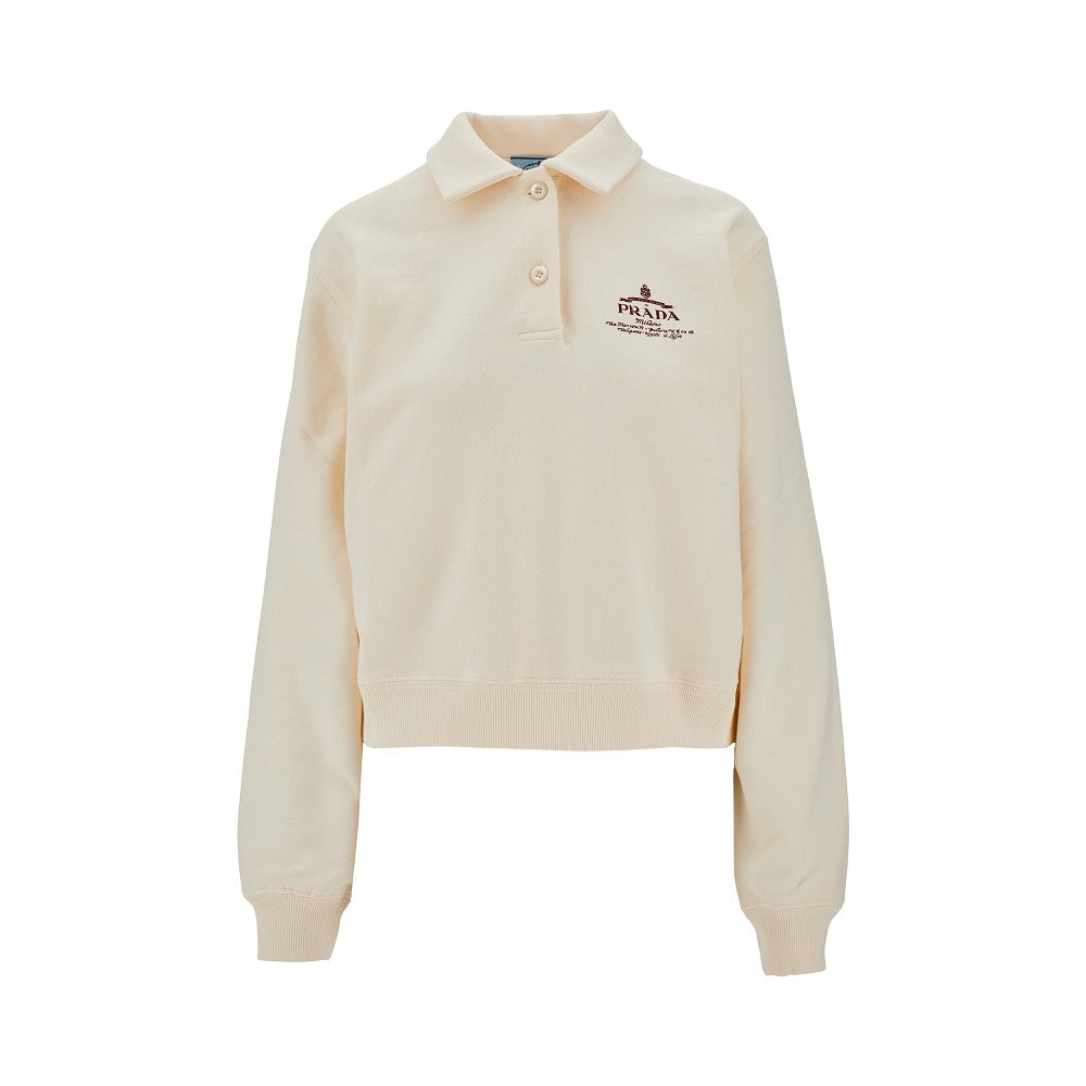Polo shirt sweatshirt with chest logo print