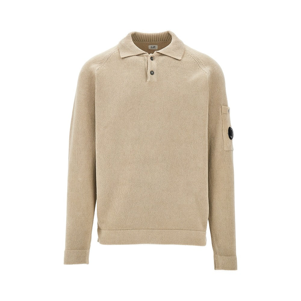Chenille knit polo shirt