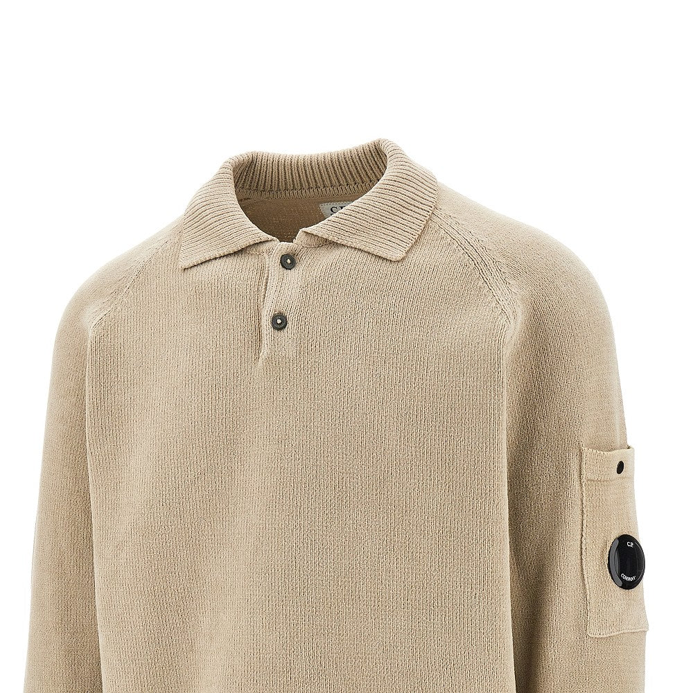 Chenille knit polo shirt