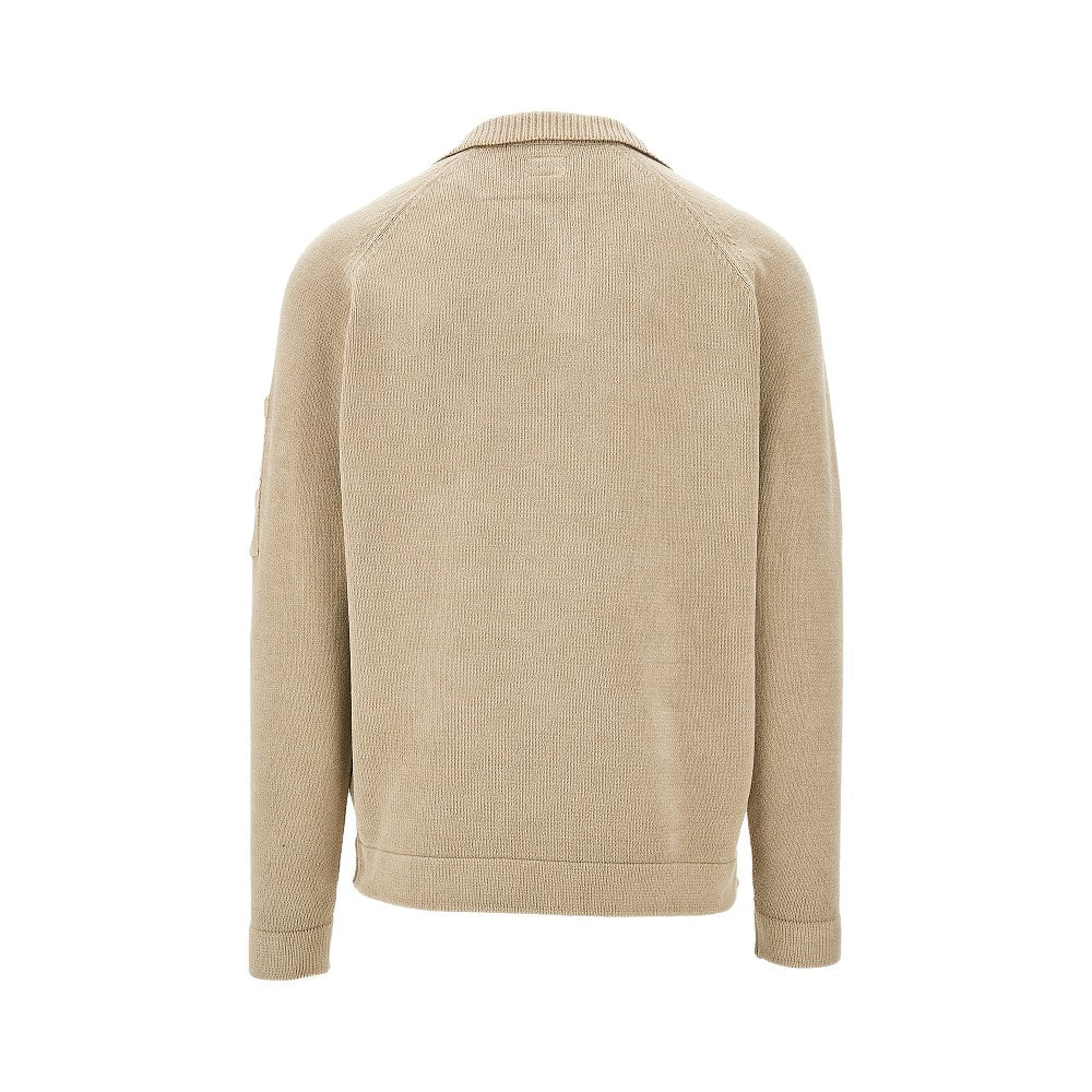 Chenille knit polo shirt