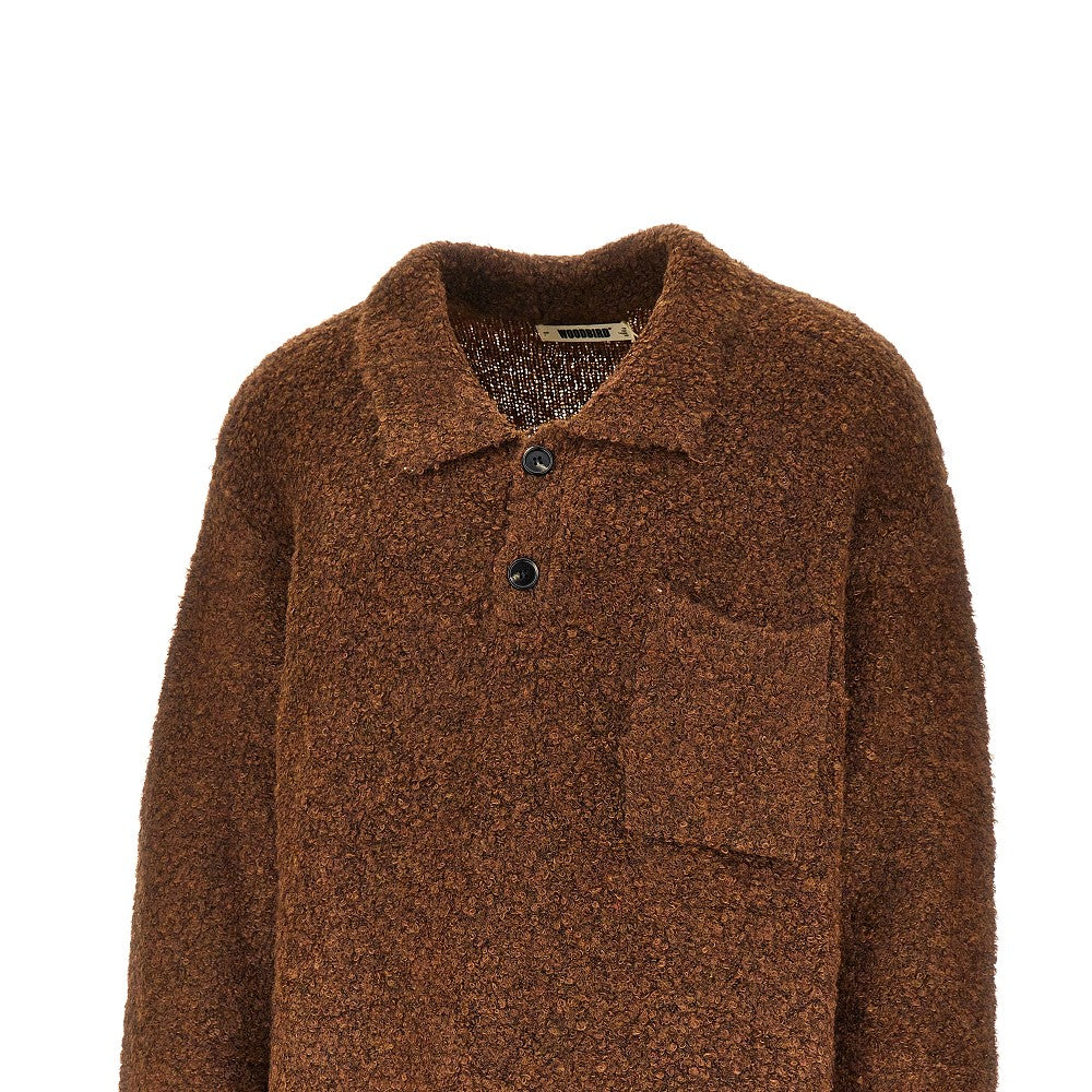 'WBDom' bouclé knit polo sweater