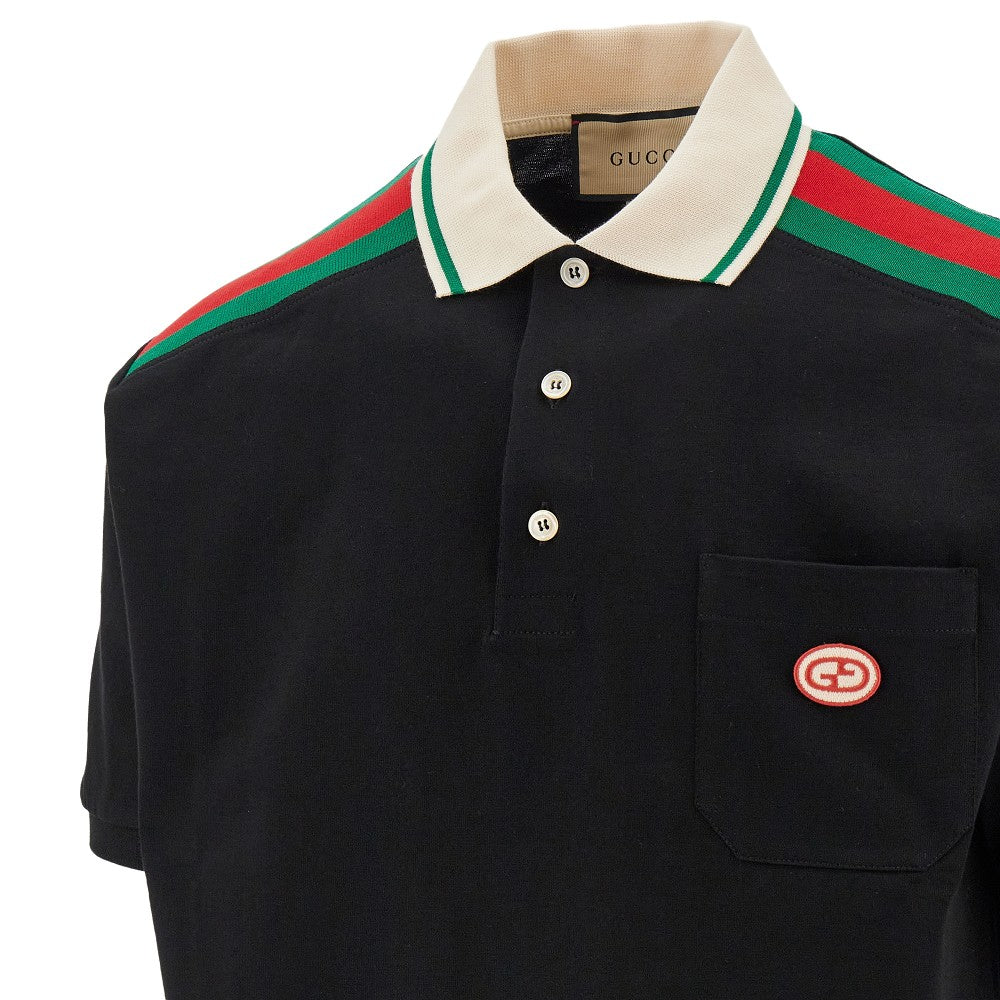 Polo in jersey con inserti Web e patch logo