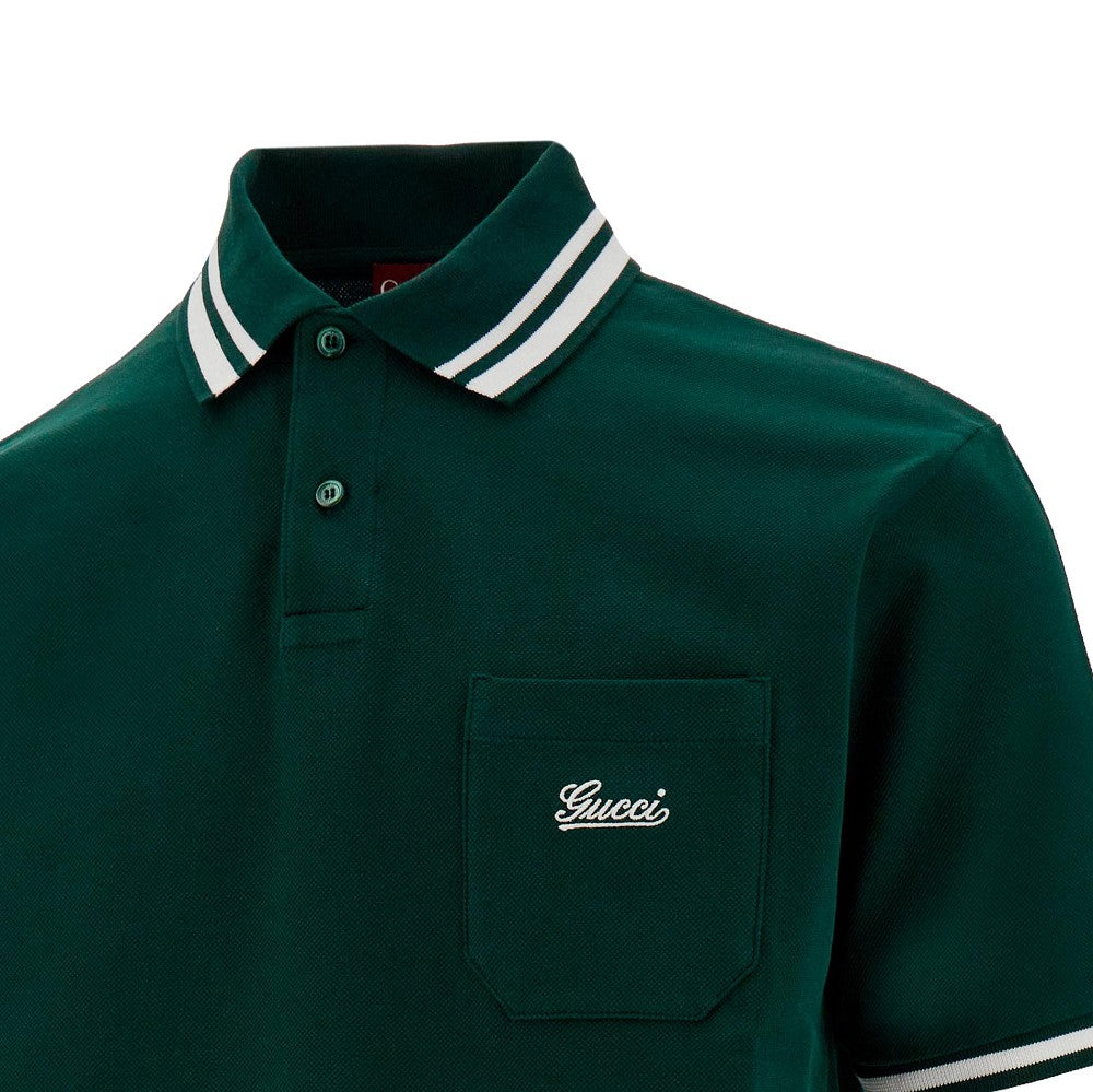 Stretch piqué polo shirt with logo embroidery