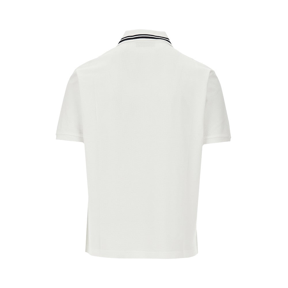 Polo in piquet stretch con stampa a righe