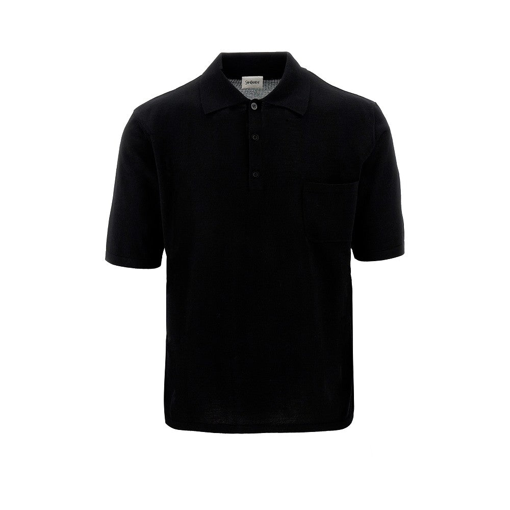 Wool knit polo shirt