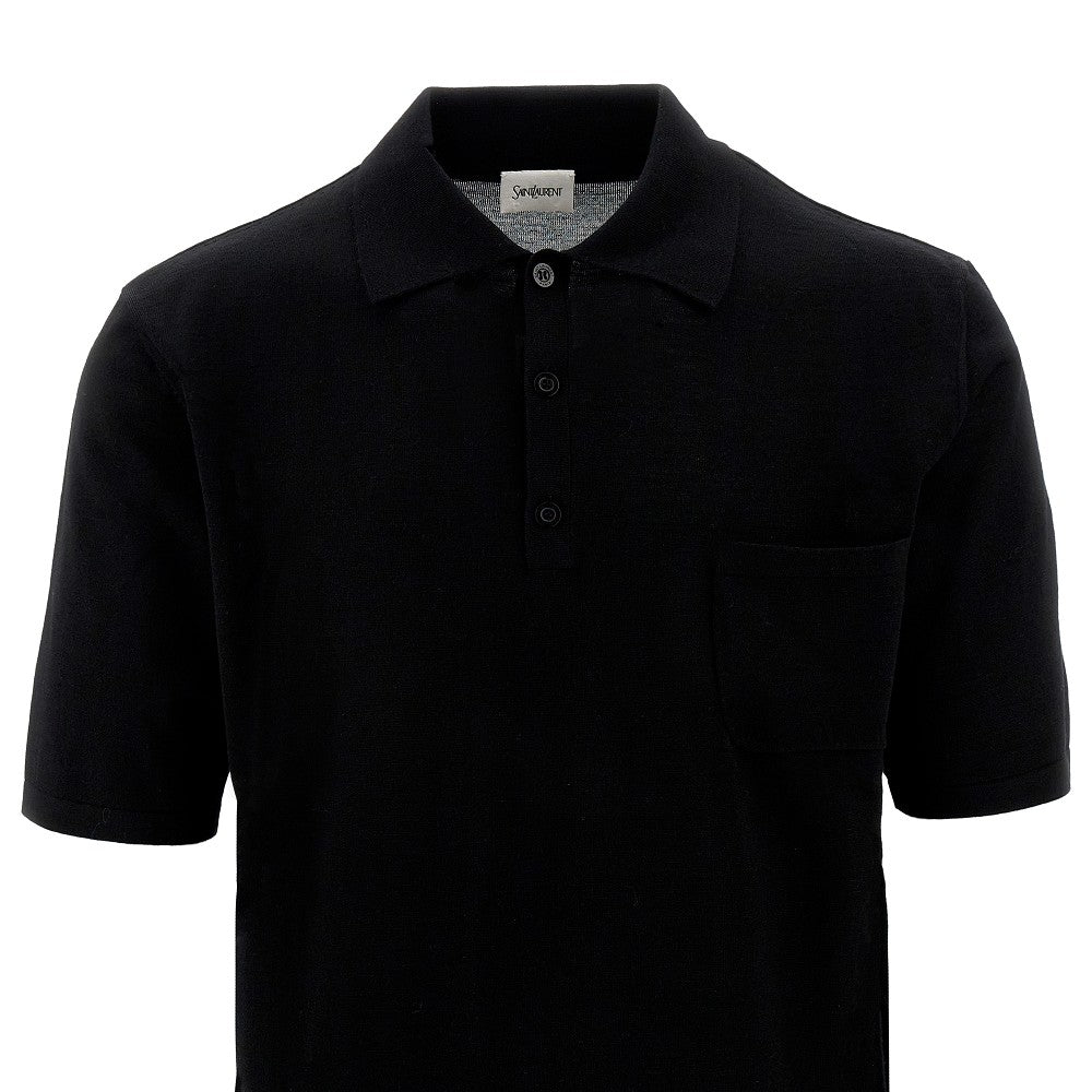 Wool knit polo shirt