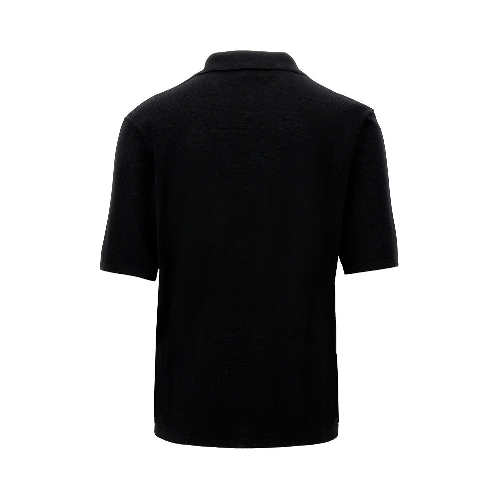 Wool knit polo shirt