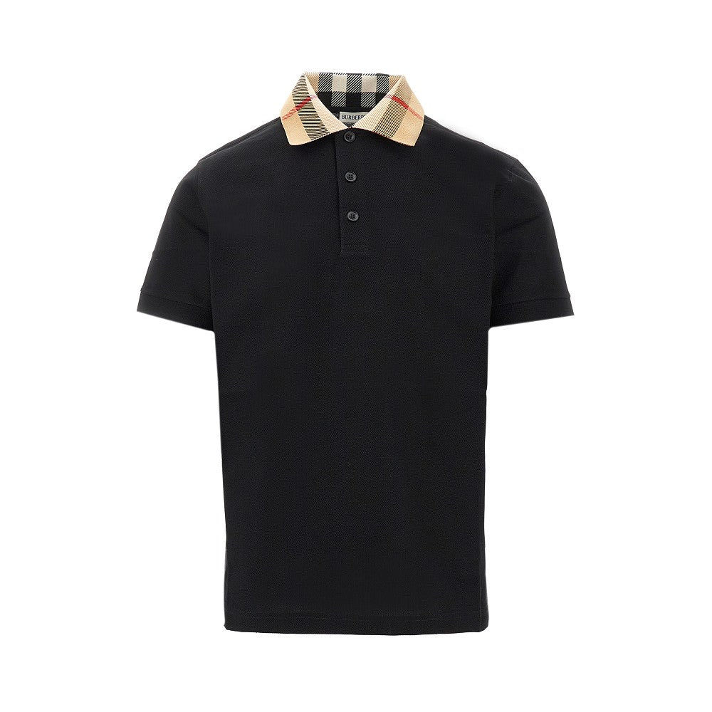 Polo in piquet con colletto Check