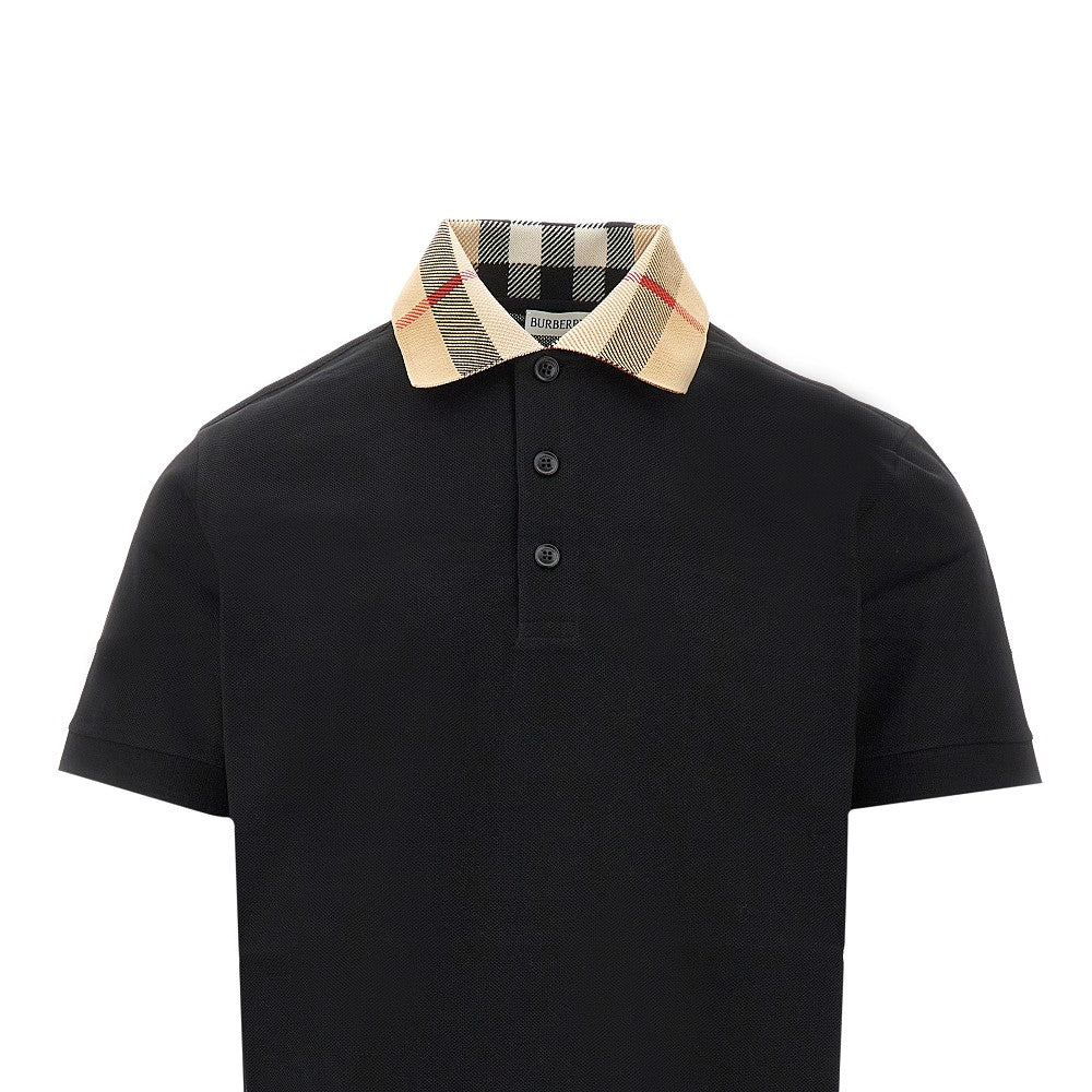 Polo in piquet con colletto Check