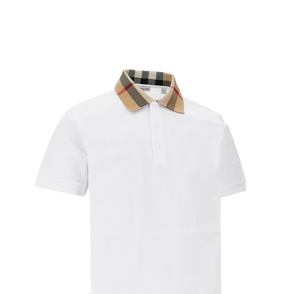 Piquet polo shirt with Burberry Check collar