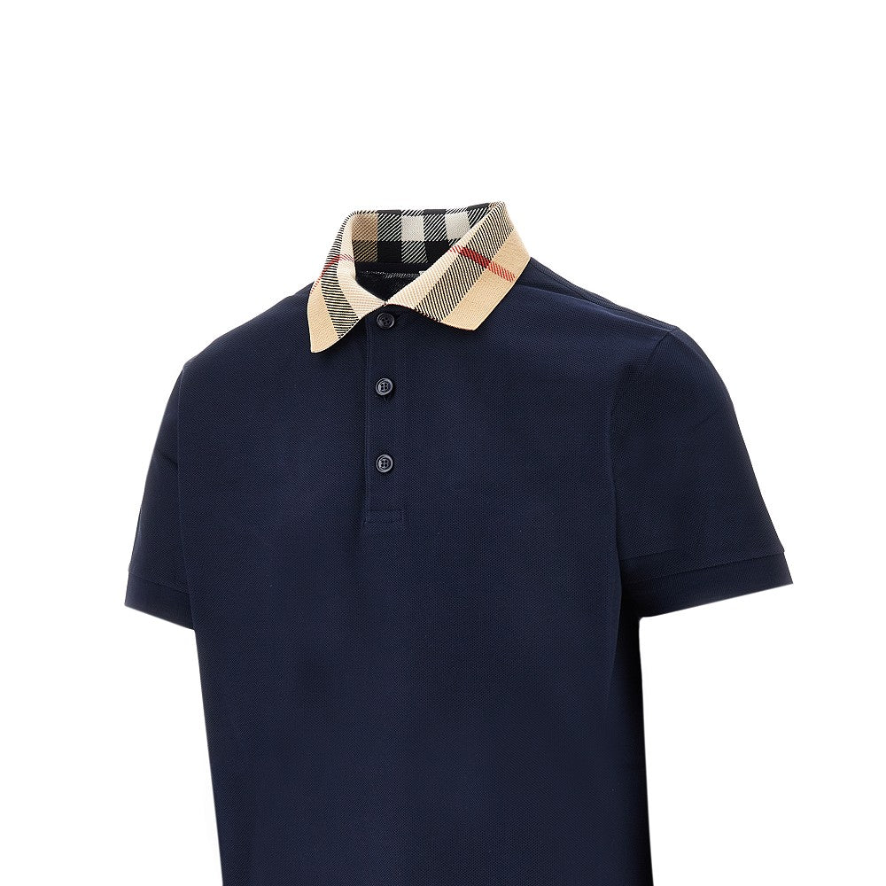 Piquet polo shirt with Burberry Check collar