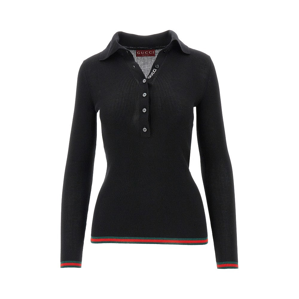 Polo in maglia di cachemire e seta