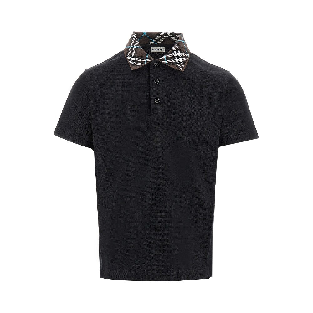 Polo in piquet con colletto Check