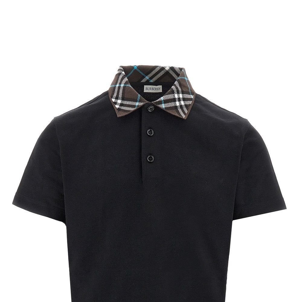 Polo in piquet con colletto Check