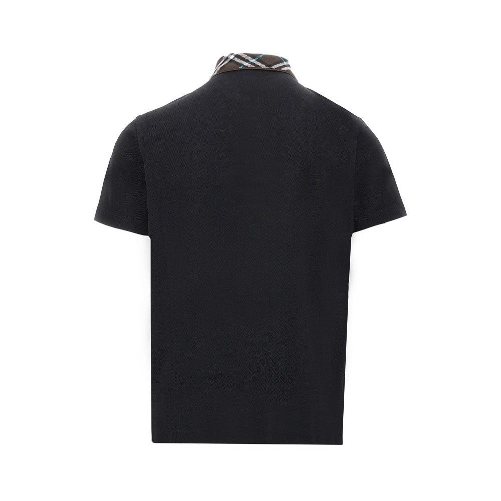 Polo in piquet con colletto Check