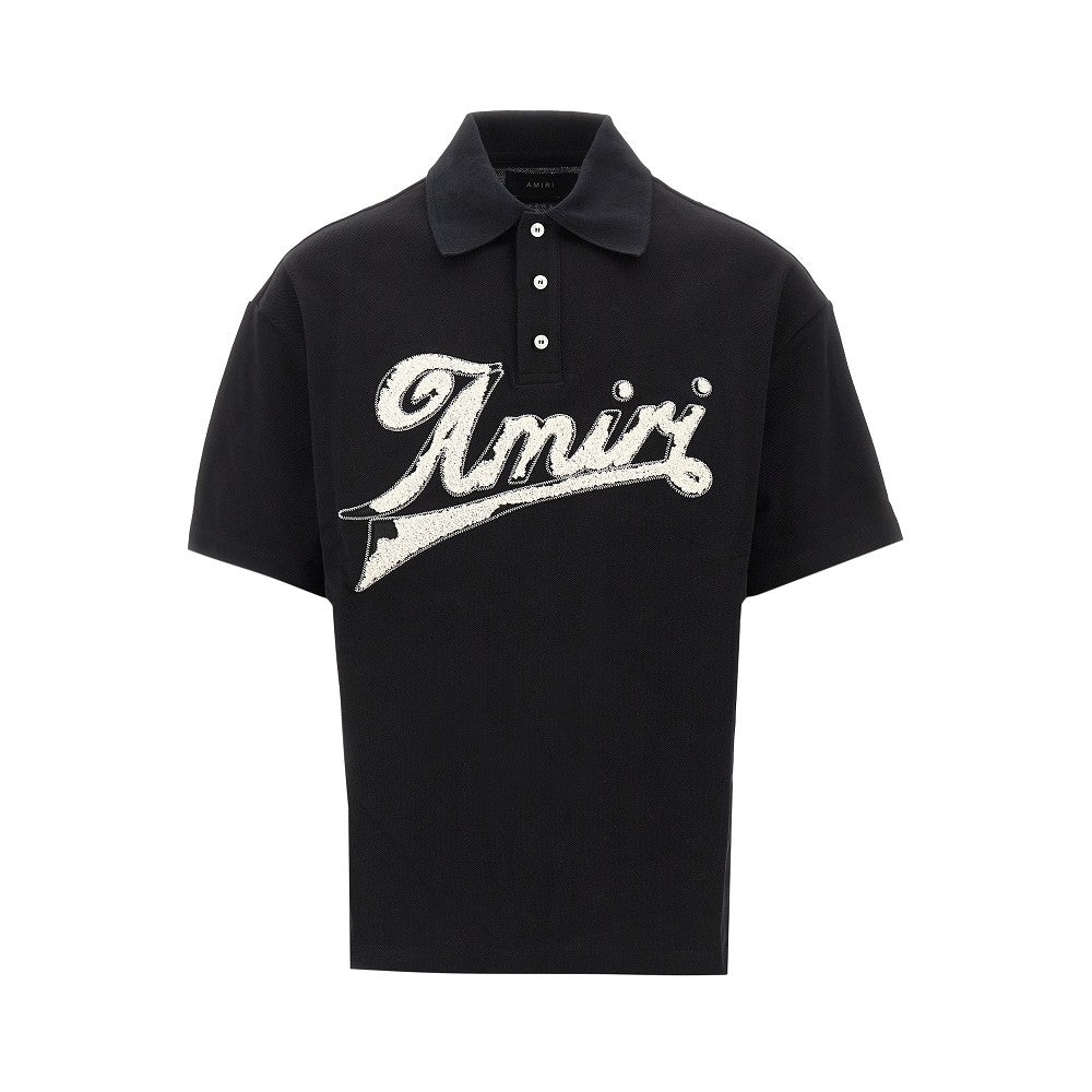 Polo in piquet con logo in punto spugna