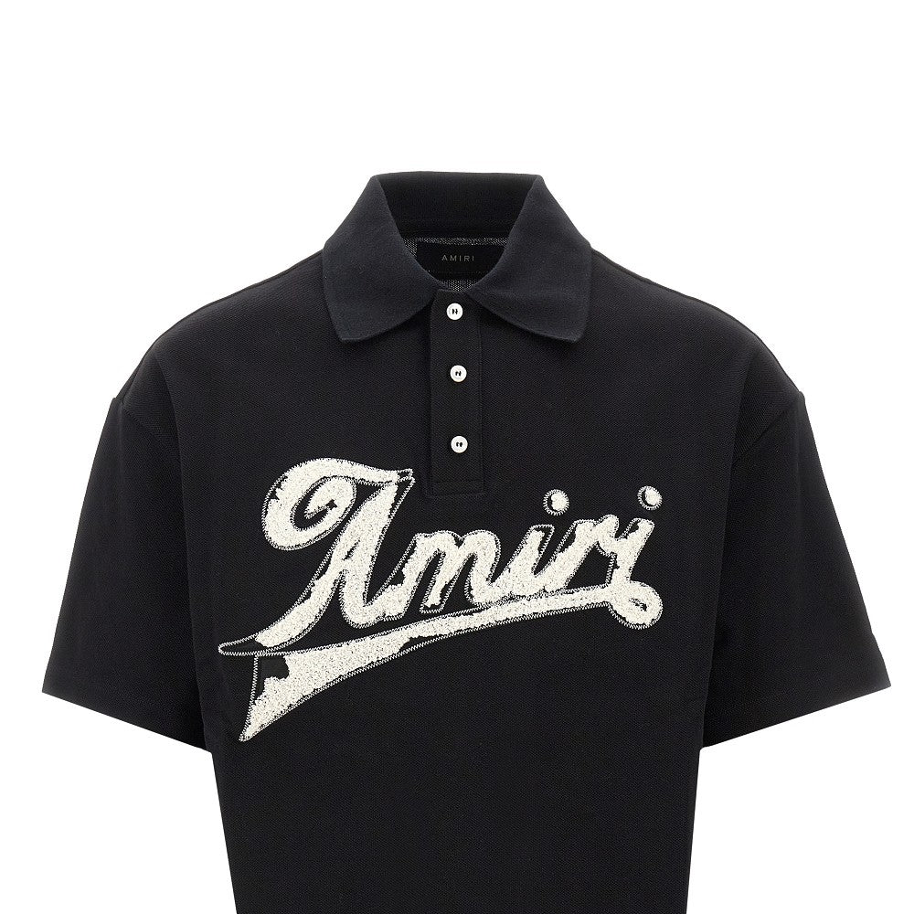 Polo in piquet con logo in punto spugna