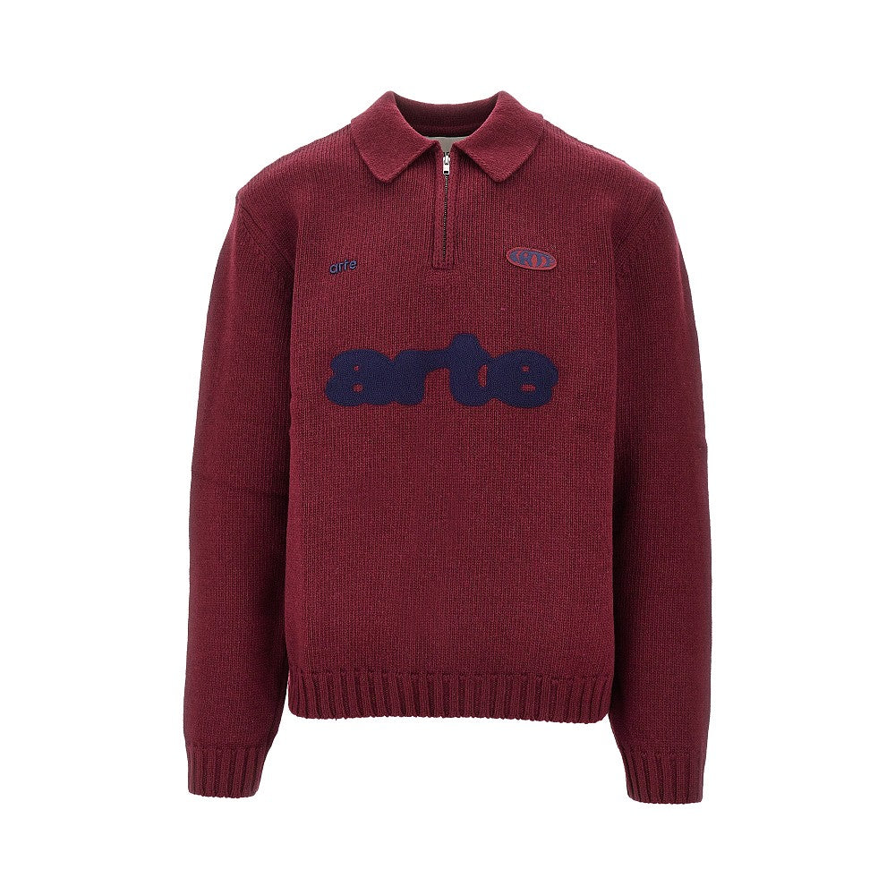 Wool-blend sweater with Polo collar