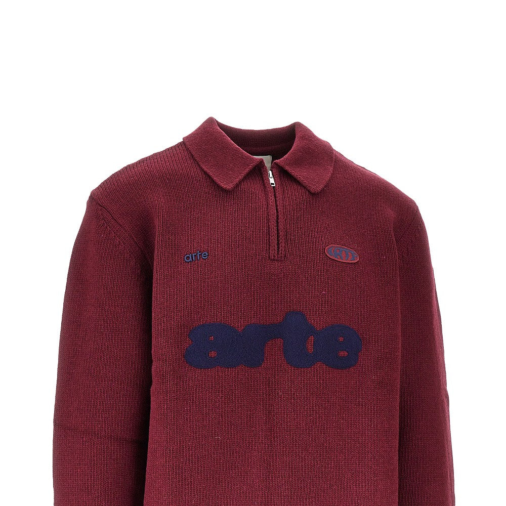 Wool-blend sweater with Polo collar